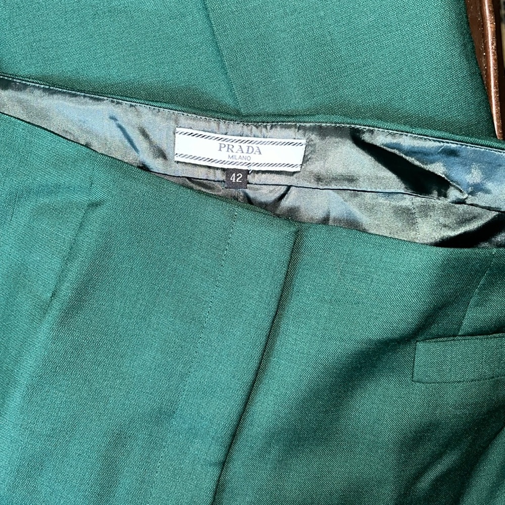 Prada deep emerald wool dress pants, size 42 (US 6)